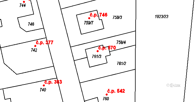 Kobeřice 570 na parcele st. 761/3 v KÚ Kobeřice ve Slezsku, Katastrální mapa