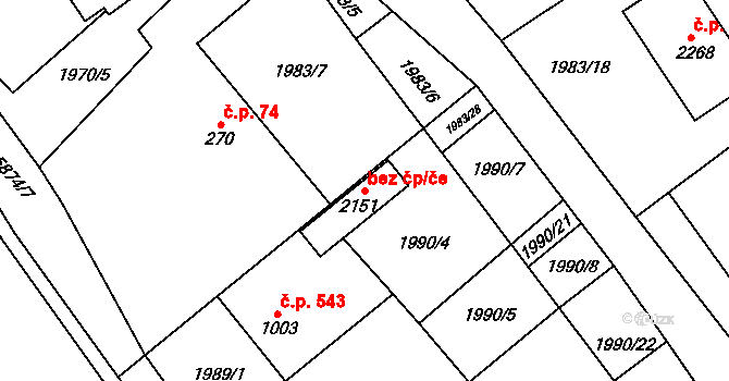 Horní Bečva 45683751 na parcele st. 2151 v KÚ Horní Bečva, Katastrální mapa