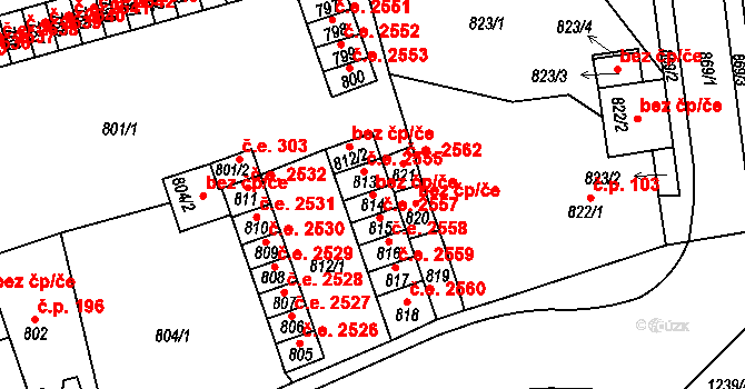 Trmice 48443751 na parcele st. 814 v KÚ Trmice, Katastrální mapa