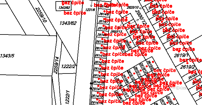 Třinec 48469751 na parcele st. 2614/12 v KÚ Lyžbice, Katastrální mapa