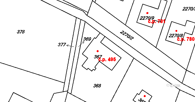 Nový Malín 495 na parcele st. 367 v KÚ Nový Malín, Katastrální mapa