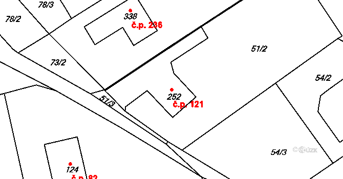 Mlékojedy 121, Neratovice na parcele st. 252 v KÚ Mlékojedy u Neratovic, Katastrální mapa