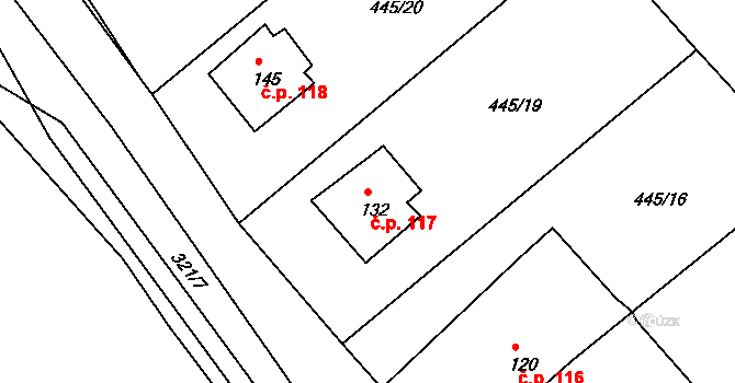 Krašovice 117 na parcele st. 132 v KÚ Krašovice u Plzně, Katastrální mapa