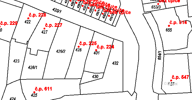 Česká Skalice 224 na parcele st. 431 v KÚ Česká Skalice, Katastrální mapa