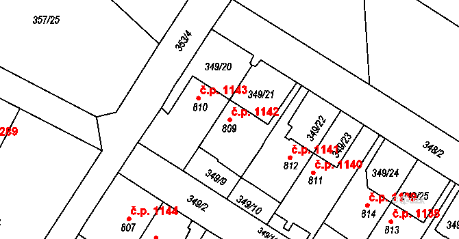 Náchod 1142 na parcele st. 809 v KÚ Náchod, Katastrální mapa