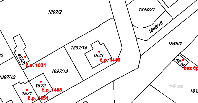 Náchod 1449 na parcele st. 1573 v KÚ Náchod, Katastrální mapa