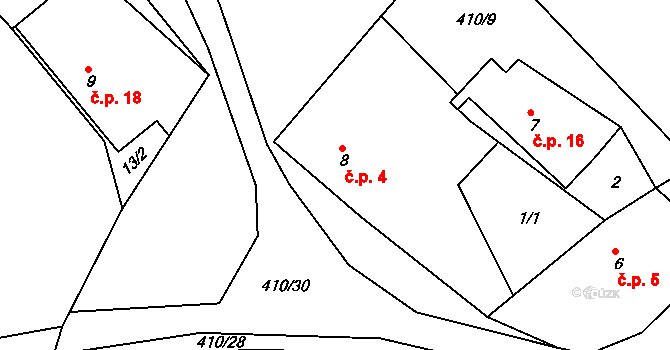 Seník 4, Jankovice na parcele st. 8 v KÚ Seník, Katastrální mapa