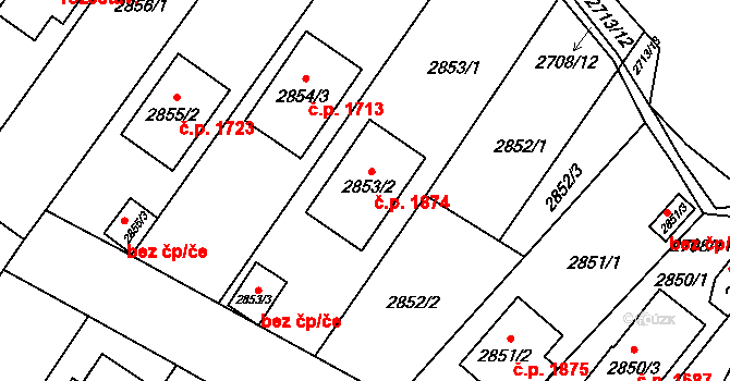České Budějovice 6 1874, České Budějovice na parcele st. 2853/2 v KÚ České Budějovice 6, Katastrální mapa