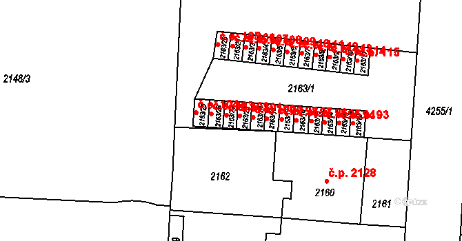 Ústí nad Labem-centrum 102, Ústí nad Labem na parcele st. 2163/23 v KÚ Ústí nad Labem, Katastrální mapa