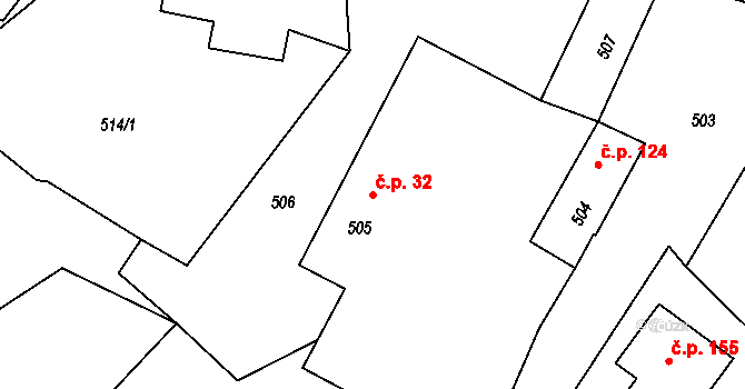 Stachovice 32, Fulnek na parcele st. 505 v KÚ Stachovice, Katastrální mapa