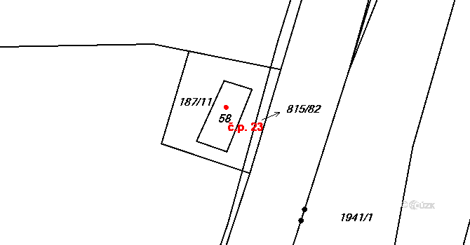 Výškovice 23, Vimperk na parcele st. 58 v KÚ Výškovice u Vimperka, Katastrální mapa