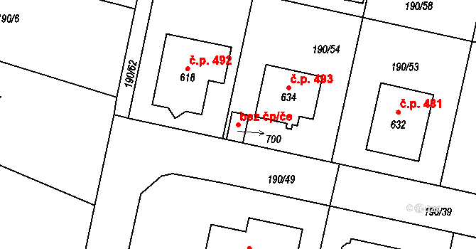 Rožďalovice 91037751 na parcele st. 700 v KÚ Rožďalovice, Katastrální mapa