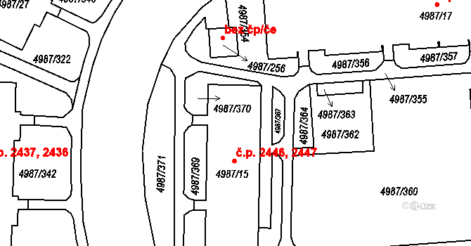 Louny 2446,2447 na parcele st. 4987/15 v KÚ Louny, Katastrální mapa