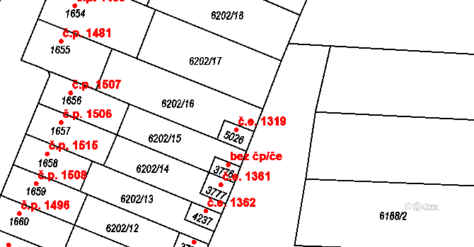 Žatec 1319 na parcele st. 5026 v KÚ Žatec, Katastrální mapa