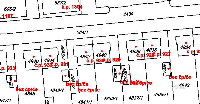 Chotěboř 929 na parcele st. 4840 v KÚ Chotěboř, Katastrální mapa