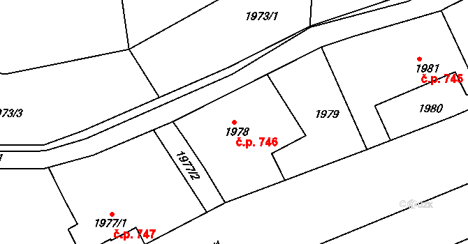 Rychnov nad Kněžnou 746 na parcele st. 1978 v KÚ Rychnov nad Kněžnou, Katastrální mapa