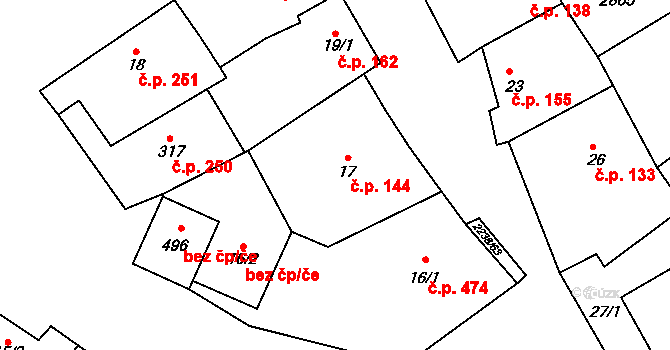 Vrbice 144 na parcele st. 17 v KÚ Vrbice u Velkých Pavlovic, Katastrální mapa