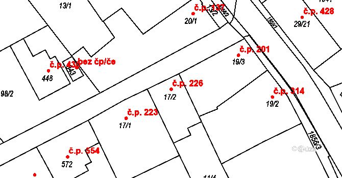 Kvasice 226 na parcele st. 17/2 v KÚ Kvasice, Katastrální mapa