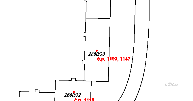 Přerov I-Město 1147,1193, Přerov na parcele st. 2680/30 v KÚ Přerov, Katastrální mapa