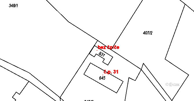 Borová 121420752 na parcele st. 831 v KÚ Borová u Poličky, Katastrální mapa