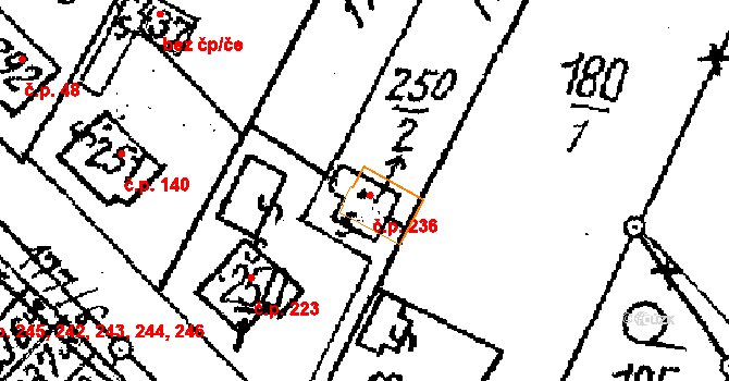 Dolní Cerekev 236 na parcele st. 250/2 v KÚ Dolní Cerekev, Katastrální mapa