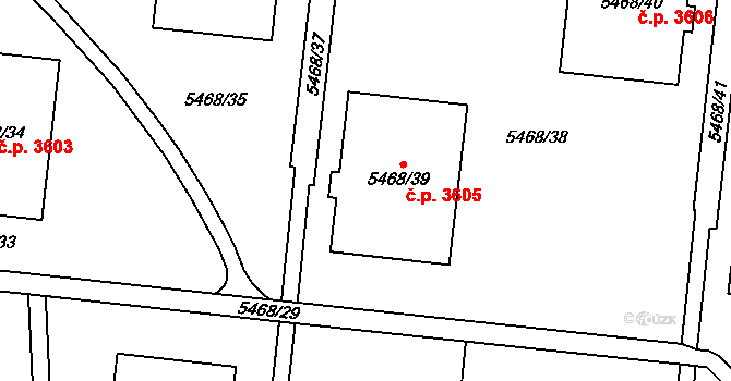 Jihlava 3605 na parcele st. 5468/39 v KÚ Jihlava, Katastrální mapa