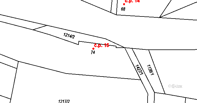 Polánka 15, Vlašim na parcele st. 74 v KÚ Nesperská Lhota, Katastrální mapa