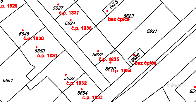 Kročehlavy 1835, Kladno na parcele st. 5622 v KÚ Kročehlavy, Katastrální mapa