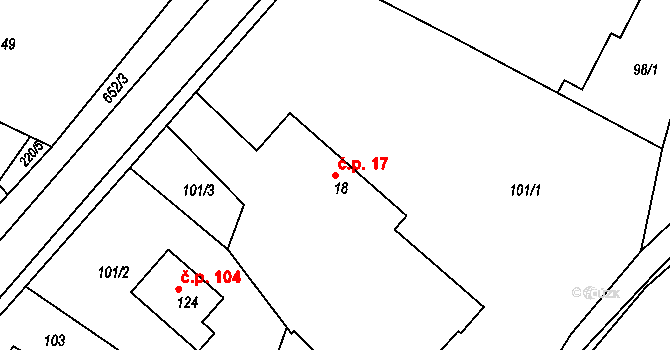 Polánky nad Dědinou 17, Třebechovice pod Orebem na parcele st. 18 v KÚ Polánky nad Dědinou, Katastrální mapa