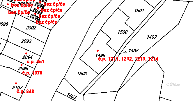 Střekov 1211,1212,1213,1214, Ústí nad Labem na parcele st. 1502 v KÚ Střekov, Katastrální mapa