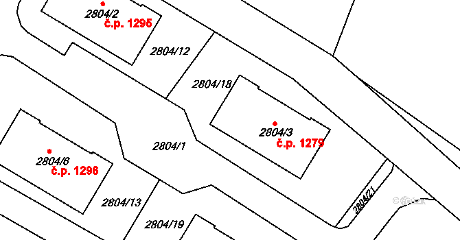 Smržovka 1278 na parcele st. 2804/4 v KÚ Smržovka, Katastrální mapa