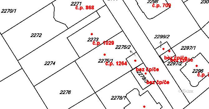 Nusle 1264, Praha na parcele st. 2275/1 v KÚ Nusle, Katastrální mapa