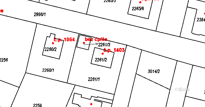 Braník 1403, Praha na parcele st. 2261/2 v KÚ Braník, Katastrální mapa