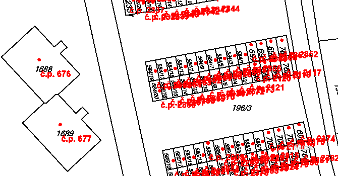 Sezimovo Ústí 2367 na parcele st. 584/18 v KÚ Sezimovo Ústí, Katastrální mapa