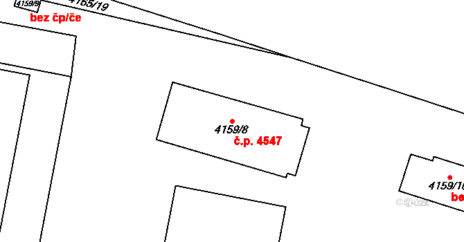Chomutov 4547 na parcele st. 4159/8 v KÚ Chomutov I, Katastrální mapa