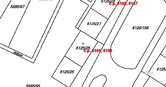 Chomutov 5165,5166 na parcele st. 6125/25 v KÚ Chomutov I, Katastrální mapa