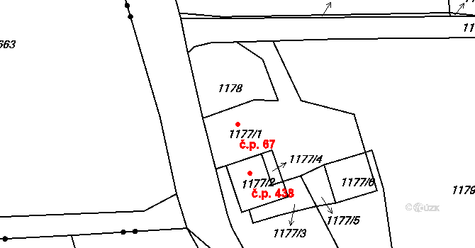 Liberec XXIII-Doubí 67, Liberec na parcele st. 1177/1 v KÚ Doubí u Liberce, Katastrální mapa