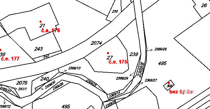 Doubice 175 na parcele st. 27 v KÚ Doubice, Katastrální mapa