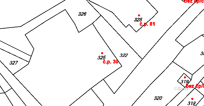 Plinkout 30, Dlouhá Loučka na parcele st. 325 v KÚ Plinkout, Katastrální mapa