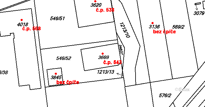 Holínské Předměstí 543, Jičín na parcele st. 3669 v KÚ Jičín, Katastrální mapa