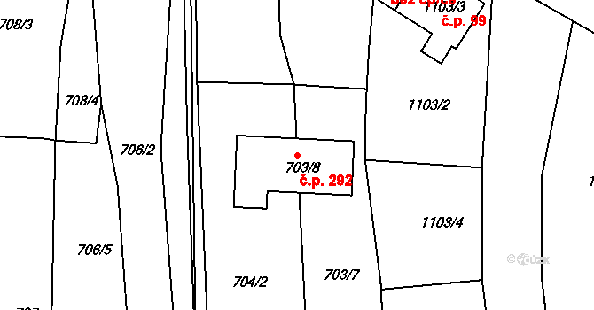 Velké Předměstí 292, Horšovský Týn na parcele st. 703/8 v KÚ Horšovský Týn, Katastrální mapa