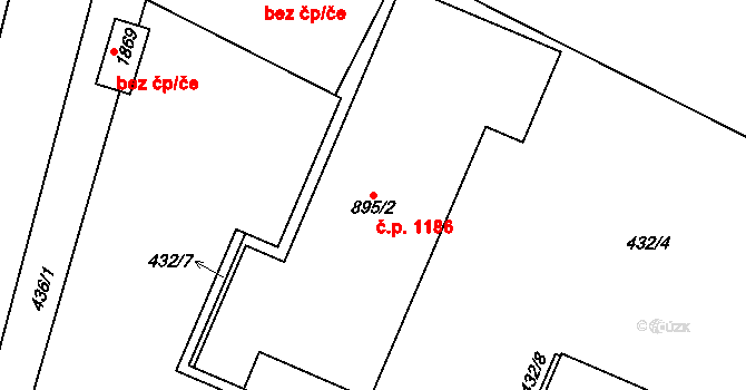 Litovel 1186 na parcele st. 895/2 v KÚ Litovel, Katastrální mapa
