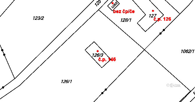 Prstná 146, Petrovice u Karviné na parcele st. 126/3 v KÚ Prstná, Katastrální mapa