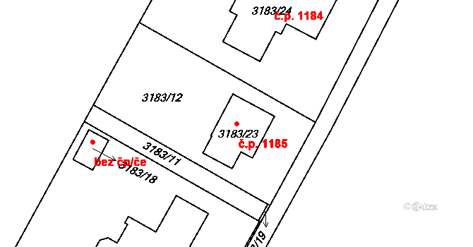 Stará Bělá 1185, Ostrava na parcele st. 3183/23 v KÚ Stará Bělá, Katastrální mapa