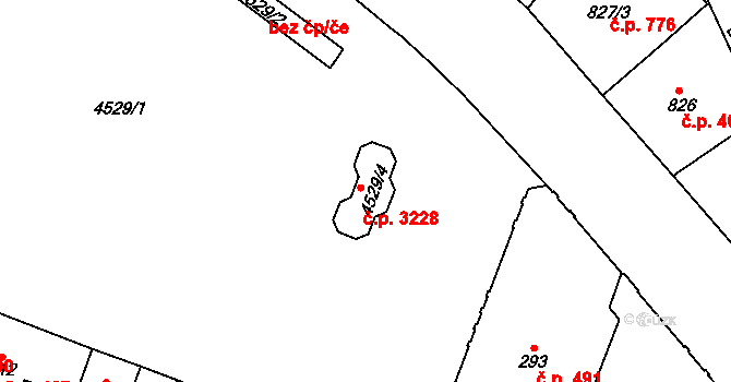 Teplice 3228 na parcele st. 4529/4 v KÚ Teplice, Katastrální mapa