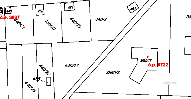 Pístov 5312, Jihlava na parcele st. 440/17 v KÚ Pístov u Jihlavy, Katastrální mapa
