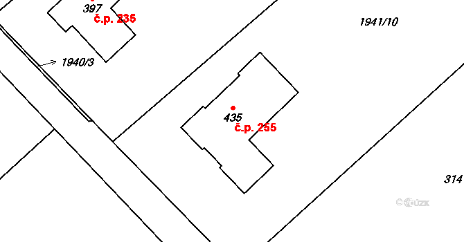 Pašovice 255 na parcele st. 435 v KÚ Pašovice na Moravě, Katastrální mapa