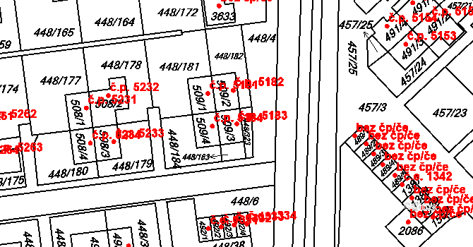 Otrokovice 5183 na parcele st. 509/3 v KÚ Otrokovice, Katastrální mapa