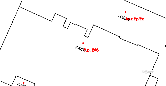 Předměstí 206, Litoměřice na parcele st. 3302/1 v KÚ Litoměřice, Katastrální mapa