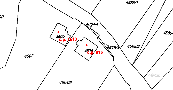 Předměstí 915, Litoměřice na parcele st. 4606 v KÚ Litoměřice, Katastrální mapa